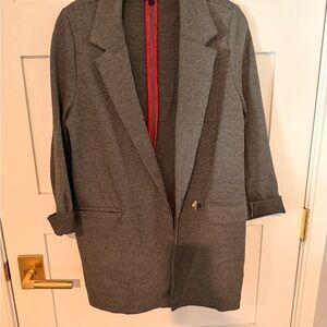 Topshop Gray Long Checked Oversized Blazer -Size 6